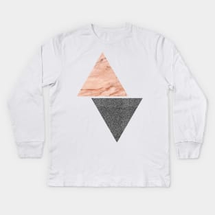 Pink marble and gun metal glitter Kids Long Sleeve T-Shirt